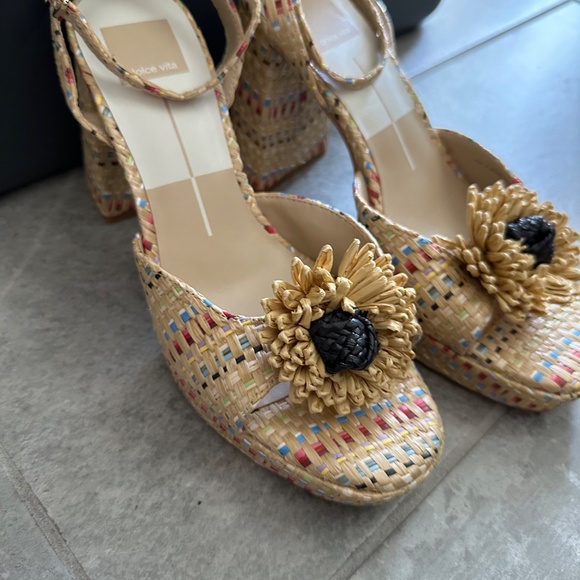 Dolce Vita Paulos Platform Sandal in Pastel Multi Raffia Size 8 - Picture 2 of 7